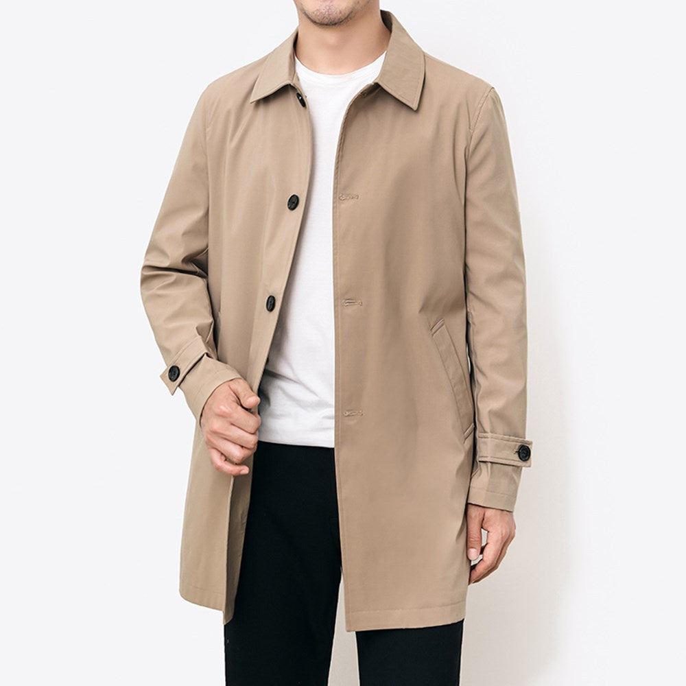 Button front mac coat, Khaki, front