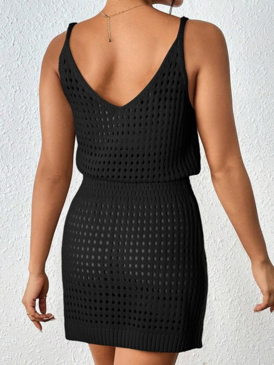 Openwork V-Neck Sleeveless Cover Up Dress