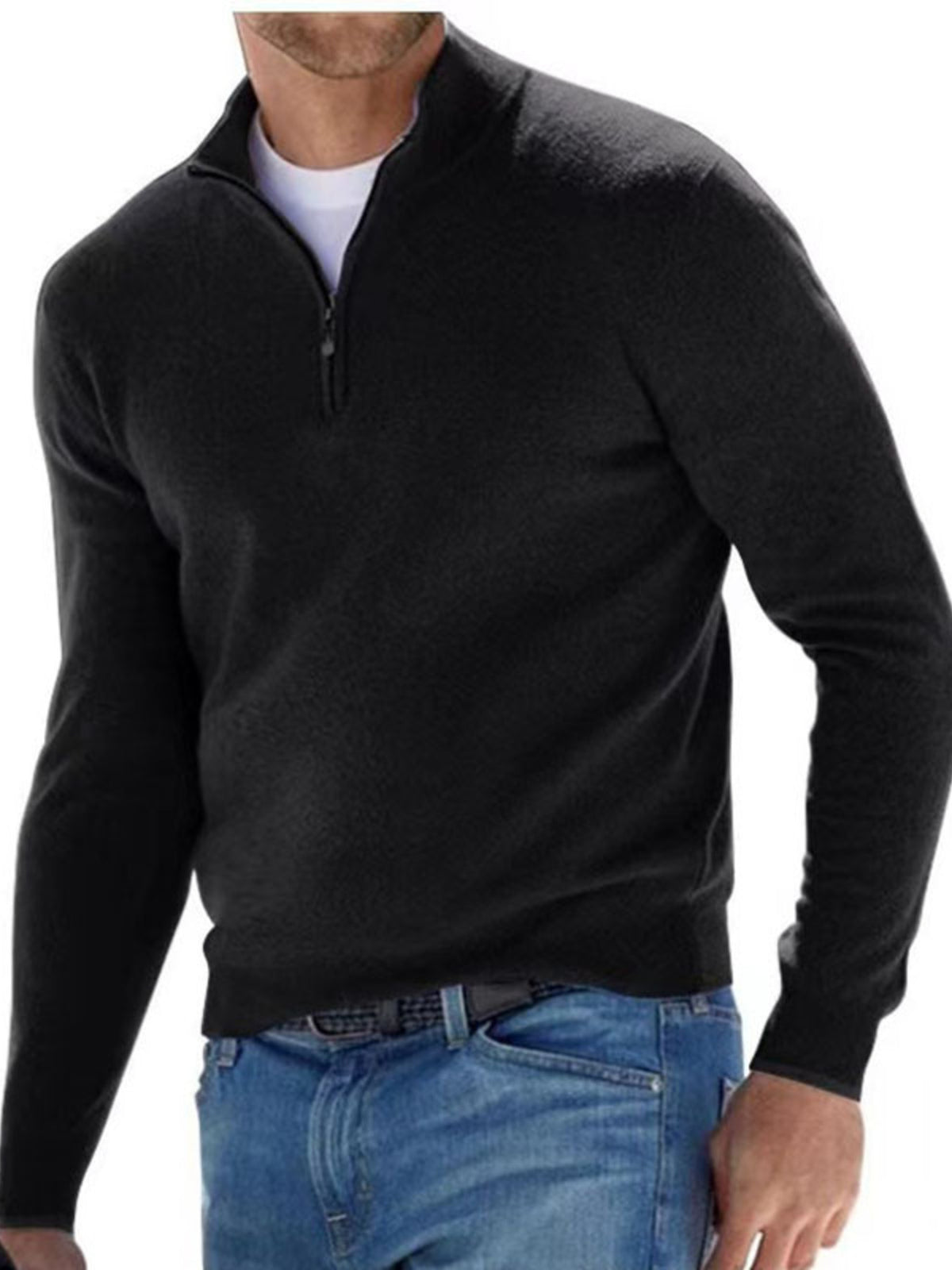 Quarter-zip sweater – black