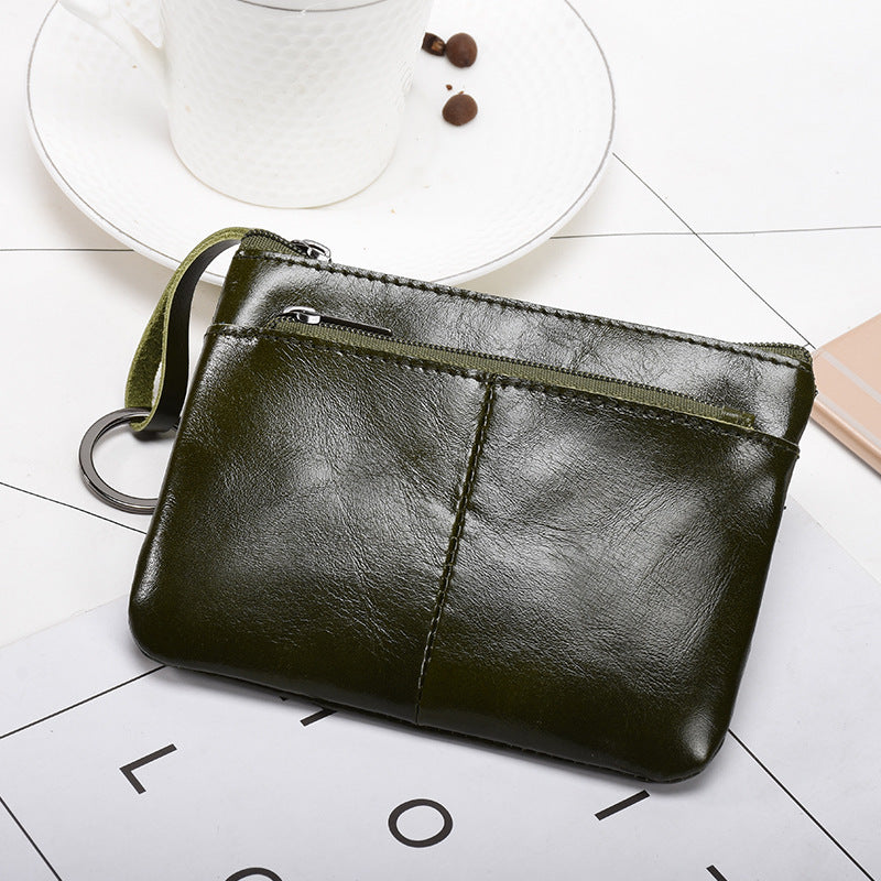 Leather zip coin pouch