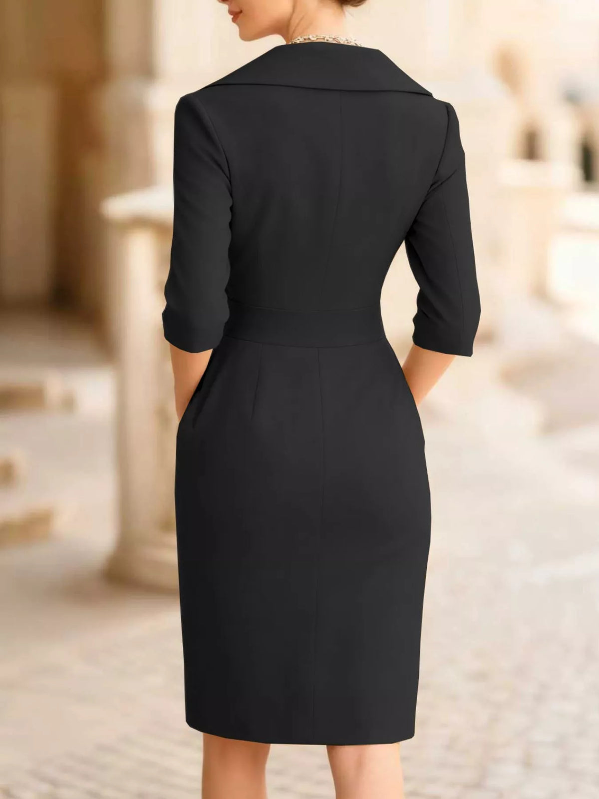 Surplice long sleeve dress