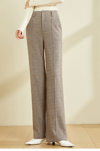 Textured straight leg trousers, Brown, front