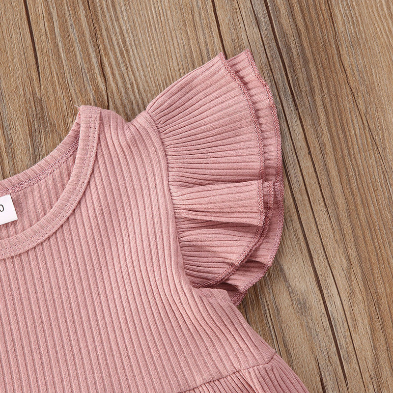 Girls' flutter-sleeve dress