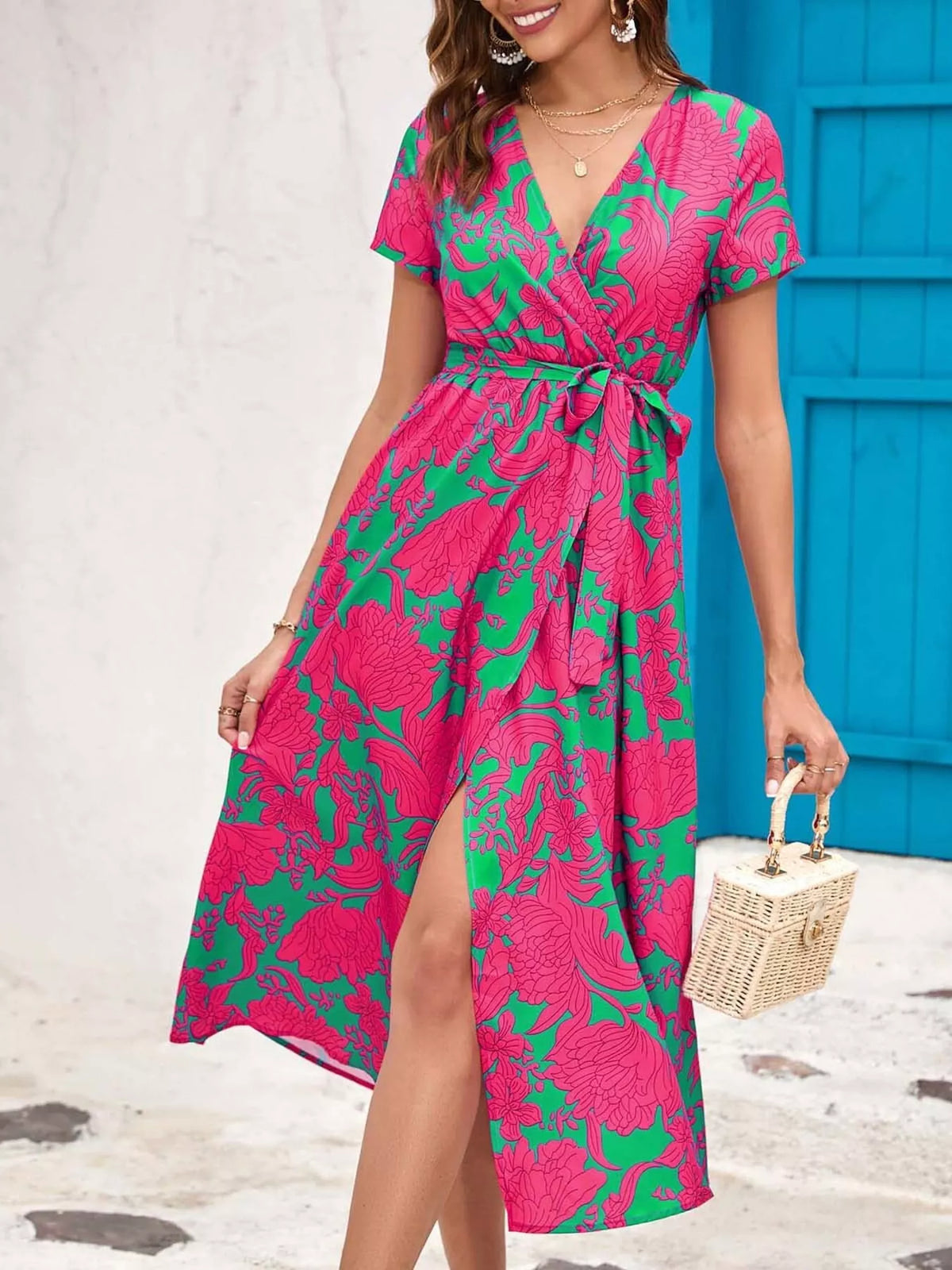 Surplice midi dress