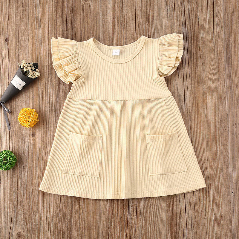 Girls' flutter-sleeve dress
