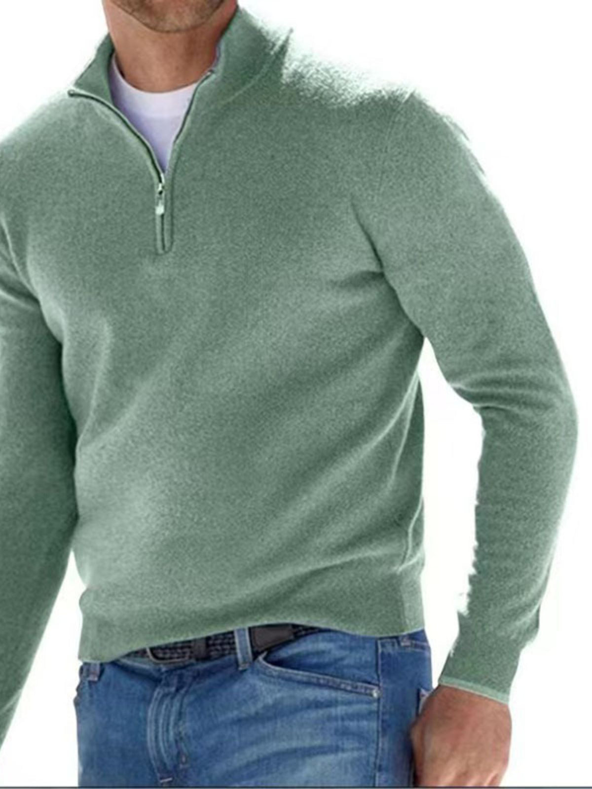 Quarter-zip sweater – green