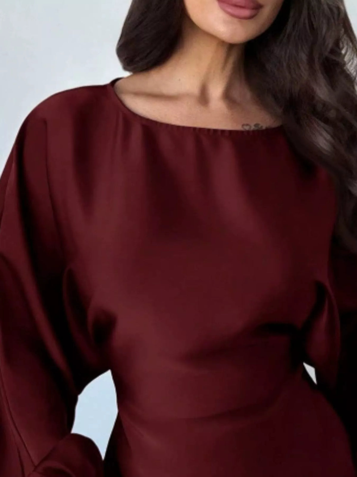 Back tie long sleeve blouse