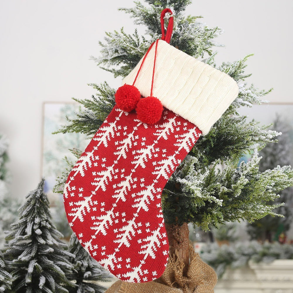 Knitted striped gift bag children's gift bag knitted non-woven fabric Christmas socks pendant