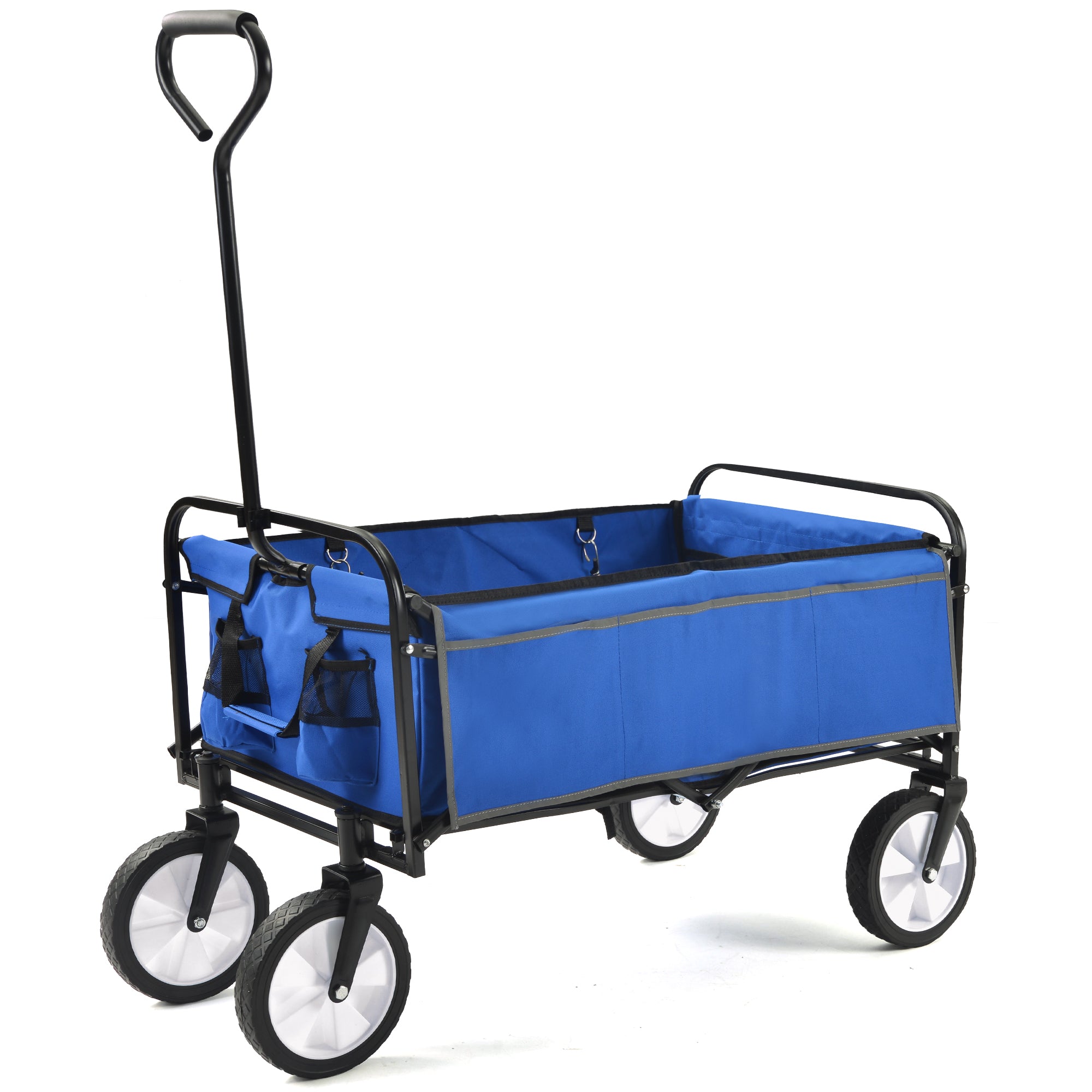 Folding Wagon Garden Shopping Beach Cart   (Blue)