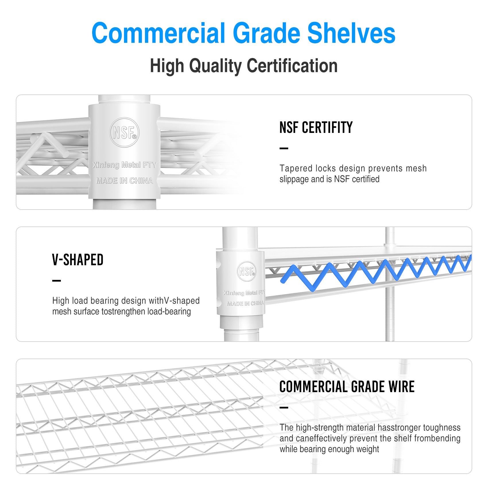 6 Tier Wire Shelving Unit  6000 LBS NSF Height Adjustable Metal Garage Storage Shelves with Wheels  White