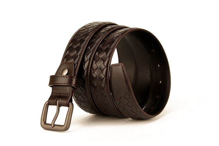 Woven leather belt