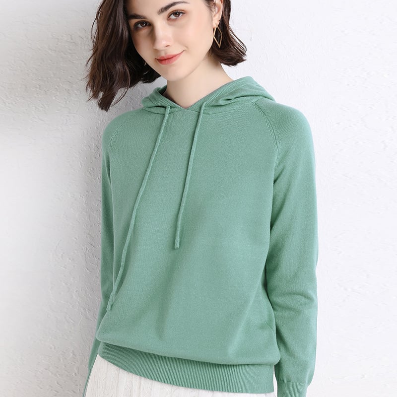 Hooded fine-knit sweater