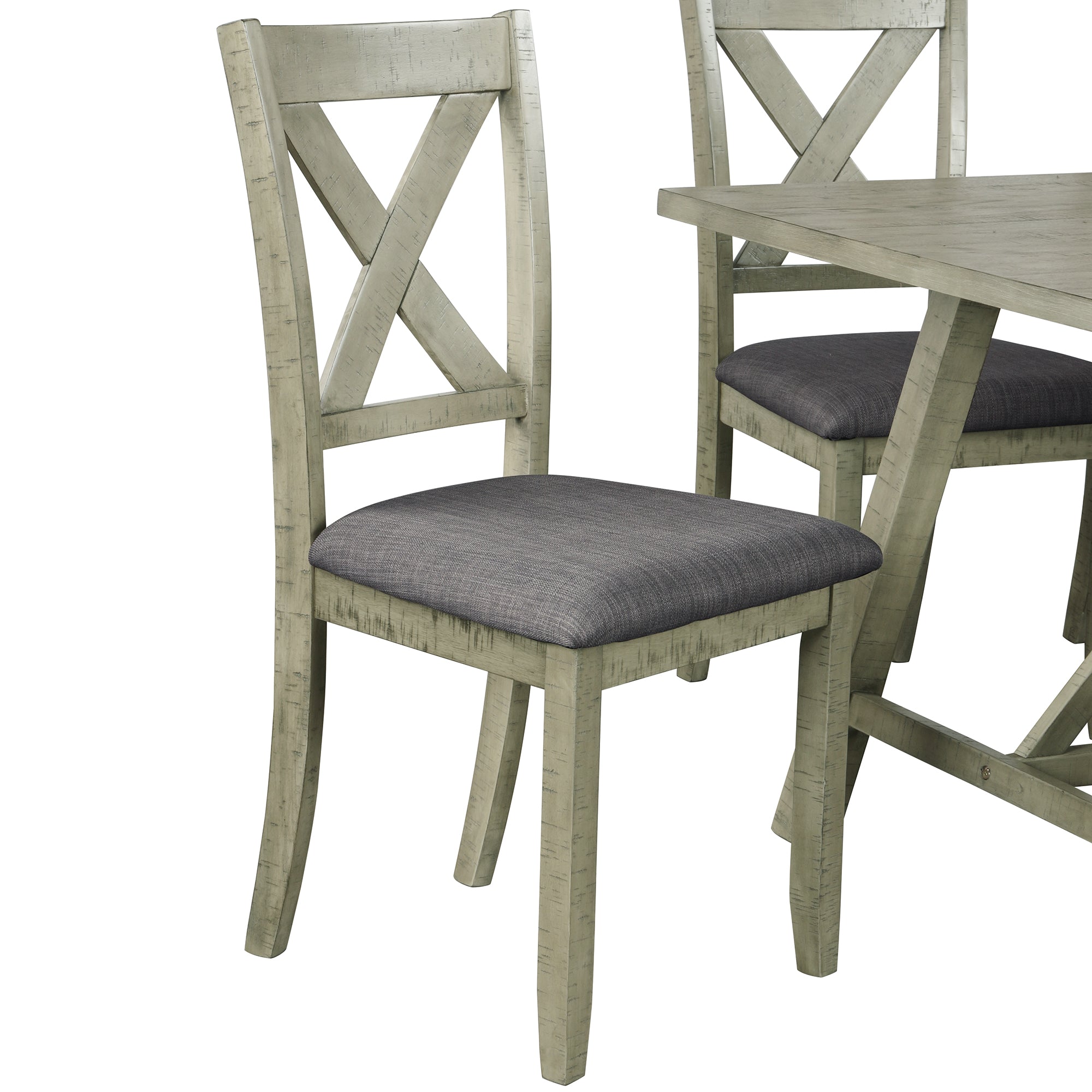 TOPMAX 6 Piece Dining Table Set Wood Dining Table and chair Kitchen Table Set with Table, Bench and 4 Chairs  Rustic Style Gray