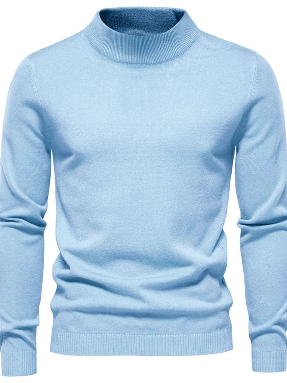 Mock neck long sleeve sweater, Light Blue