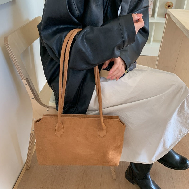 Suede-look East-West bag