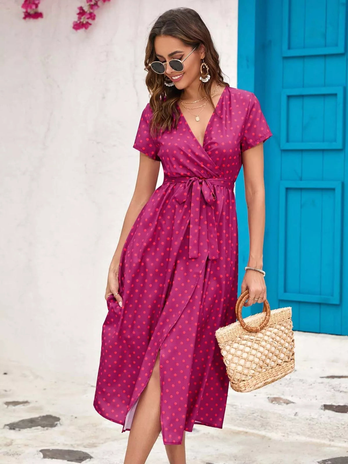 Surplice midi dress