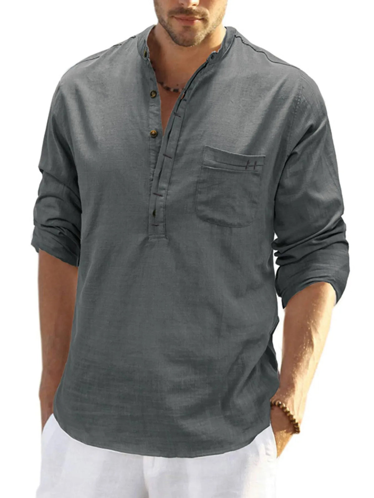 Basic style button detail polo, Dark Gray