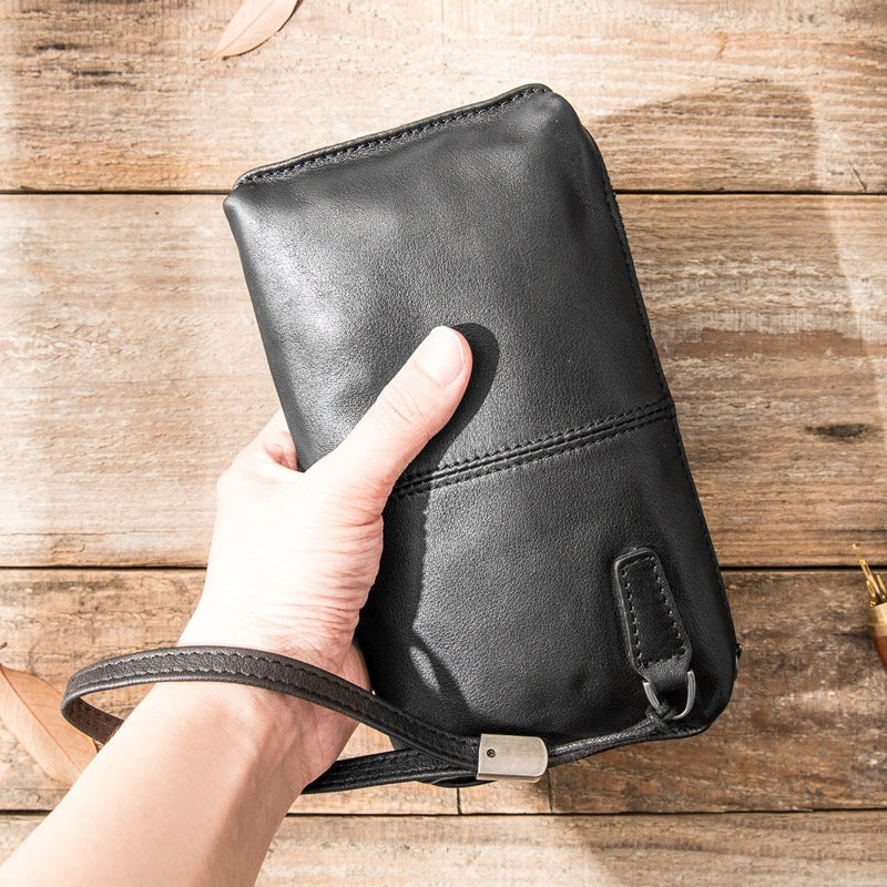 Leather zip travel wallet
