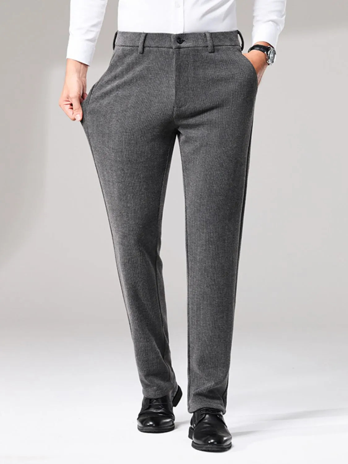 Basic style slim fit pants, Dark Gray