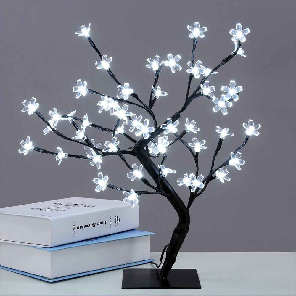 LED Crystal Cherry Blossom Tree Light Night Lights Table Lamp Christmas Fairy Wedding Decoration Lighting Luminarias de mesa