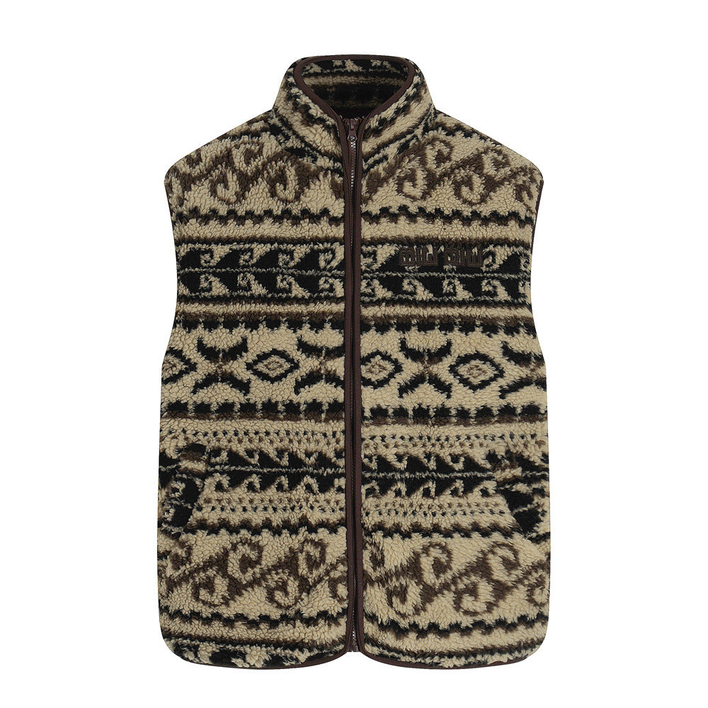 Retro Men's Cotton Coat with Stand Collar, Detachable Sleeves, Casual Loose Fit Outerwear