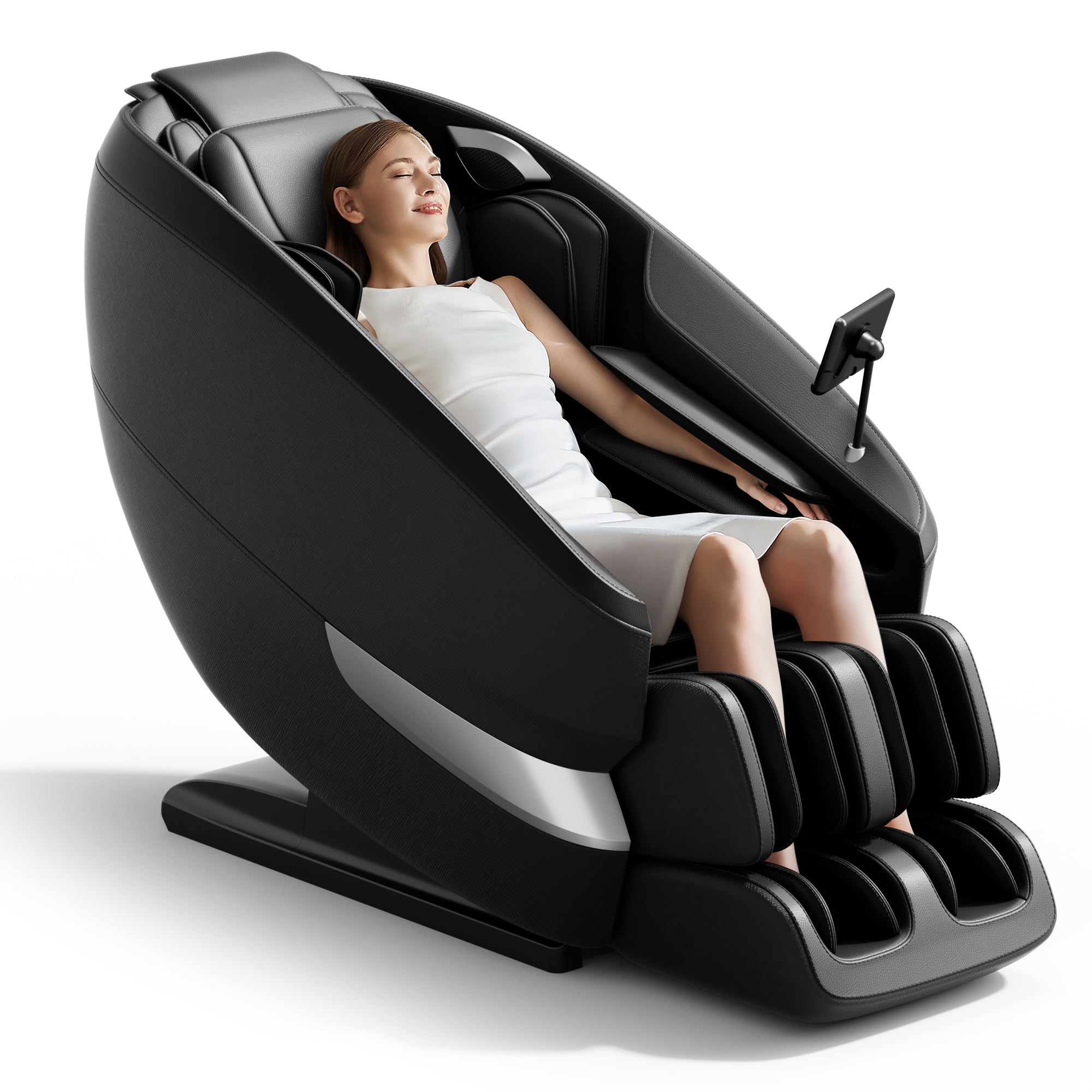 Shiatsu massage chair recliner LCD touch screen with customizable functions and zero gravity mode fully assembled (black)