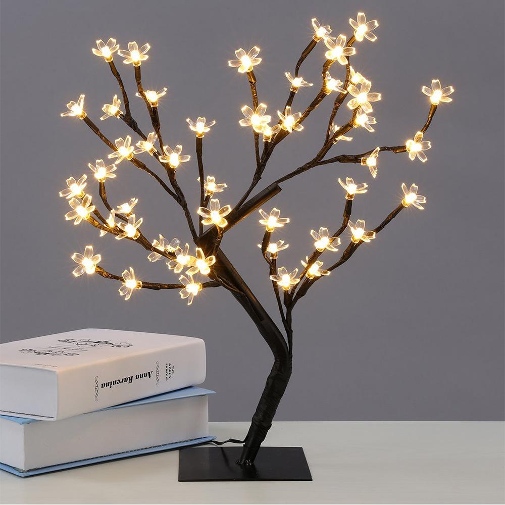 LED Crystal Cherry Blossom Tree Light Night Lights Table Lamp Christmas Fairy Wedding Decoration Lighting Luminarias de mesa