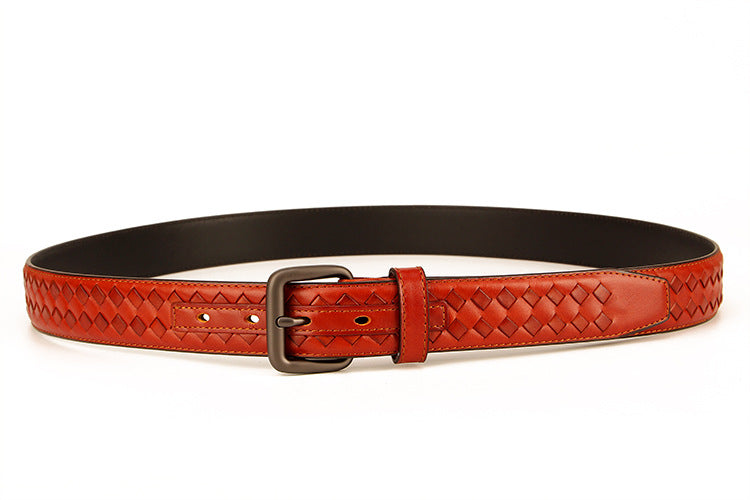 Woven leather belt