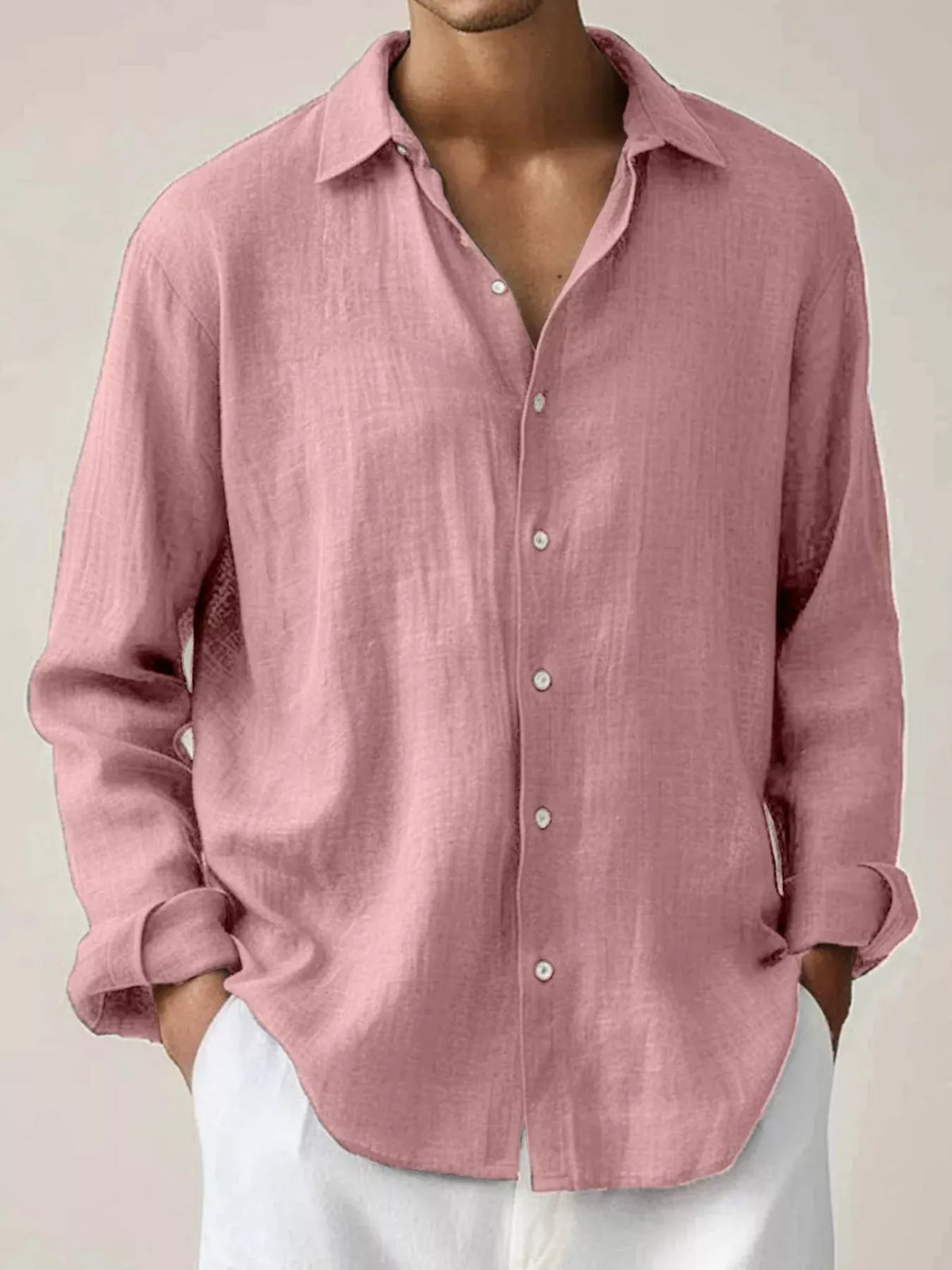 Cotton button-up shirt – dusty pink