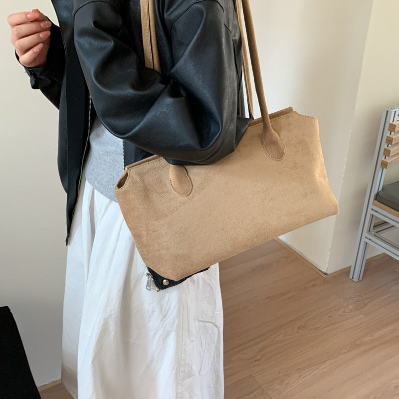 Suede-look East-West bag