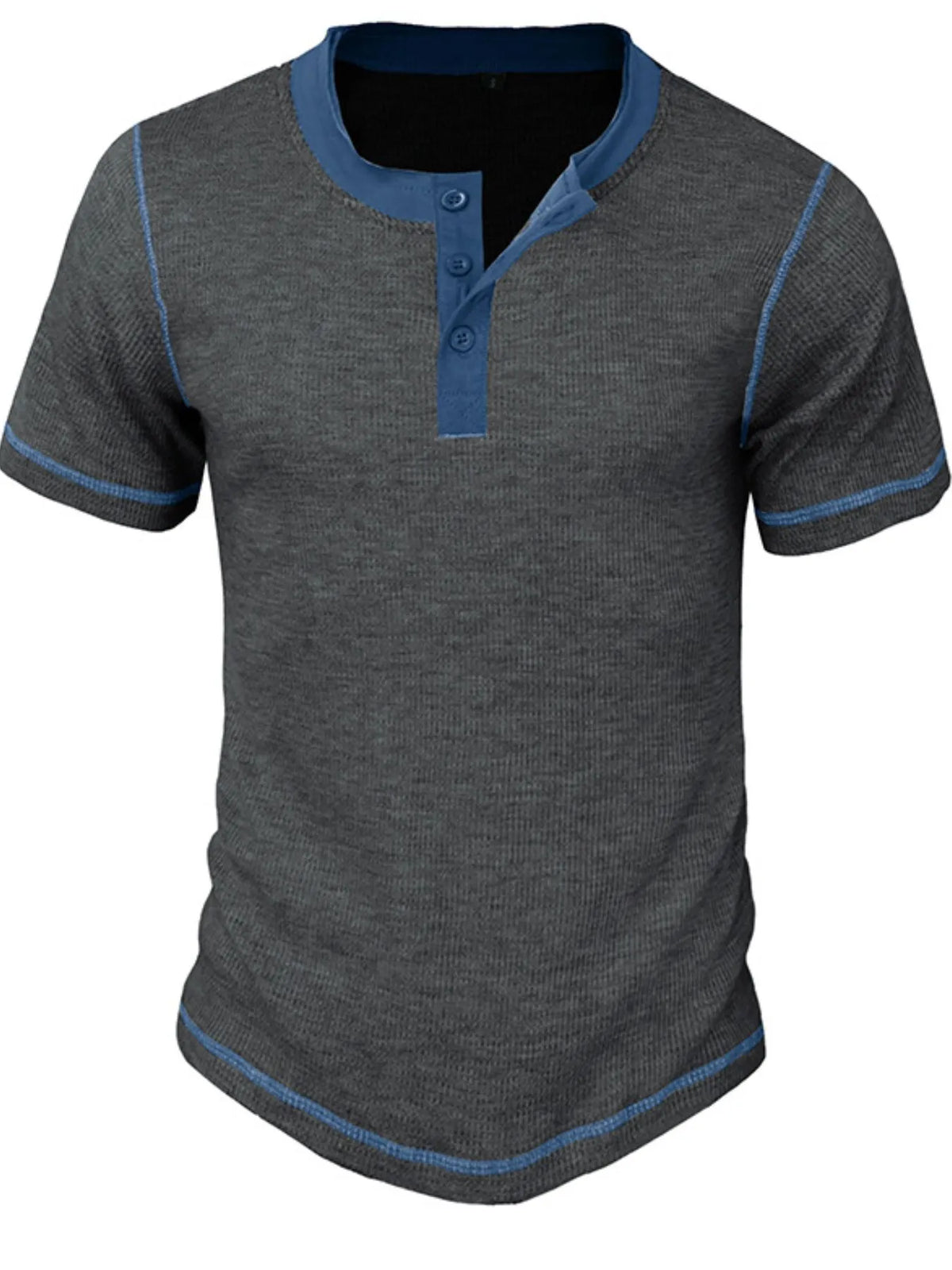 Contrast stitch henley polo shirt, Dark Gray