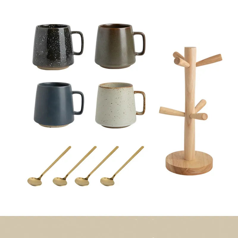 Speckled stoneware mug set