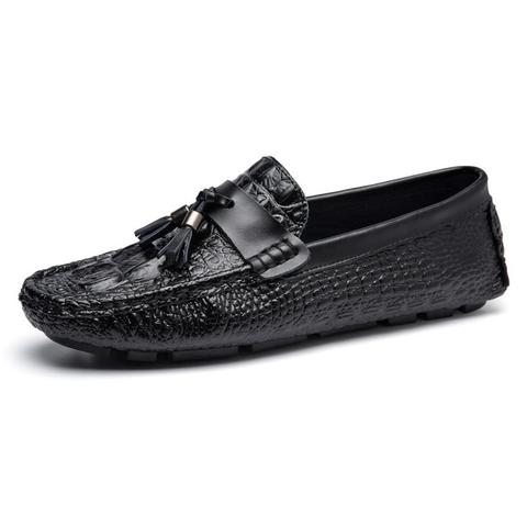 Croc-embossed leather loafers