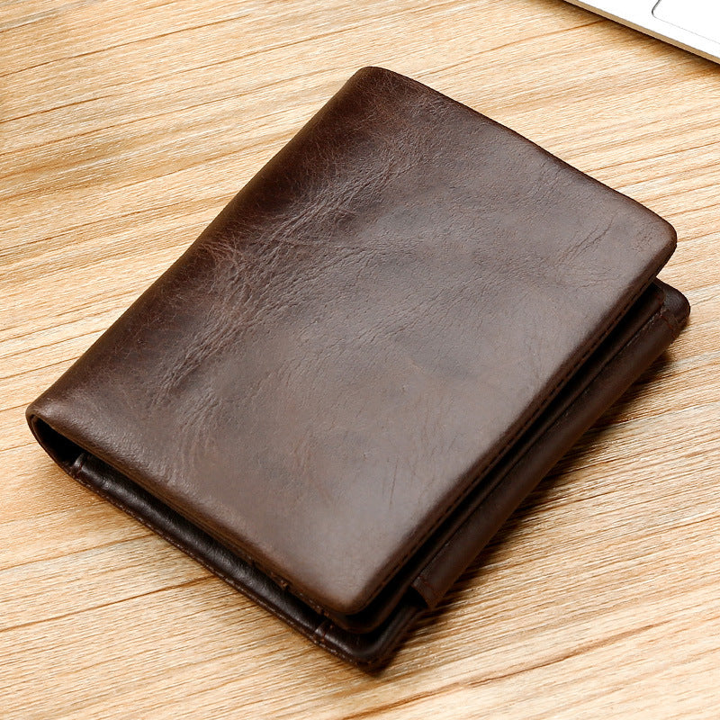 Leather trifold wallet – coffee