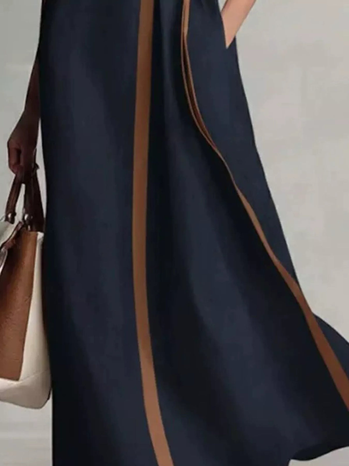 Sleeveless wrap maxi dress with contrast trim