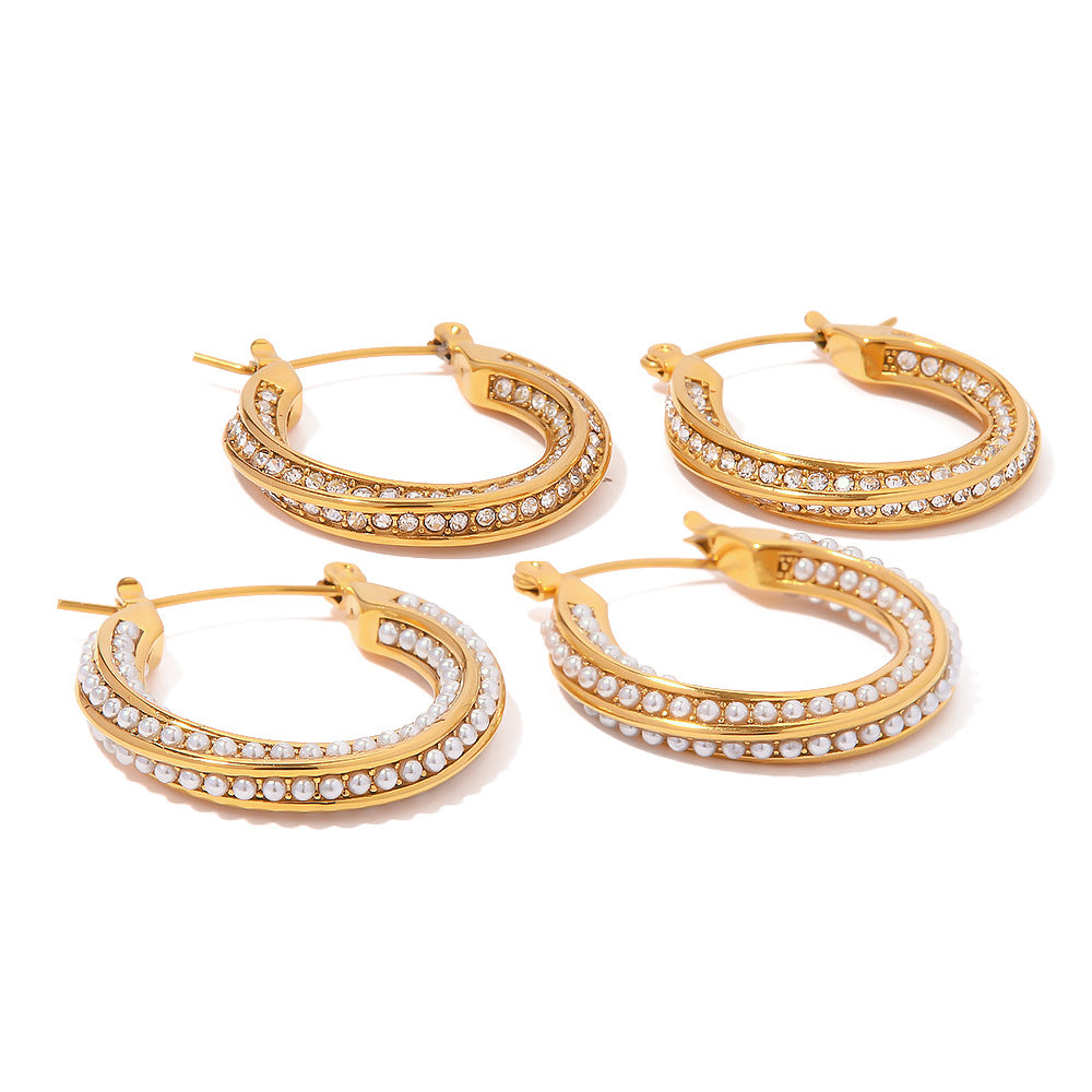 Gold pearl drop earrings