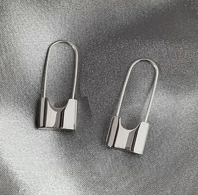 Gold lock earrings