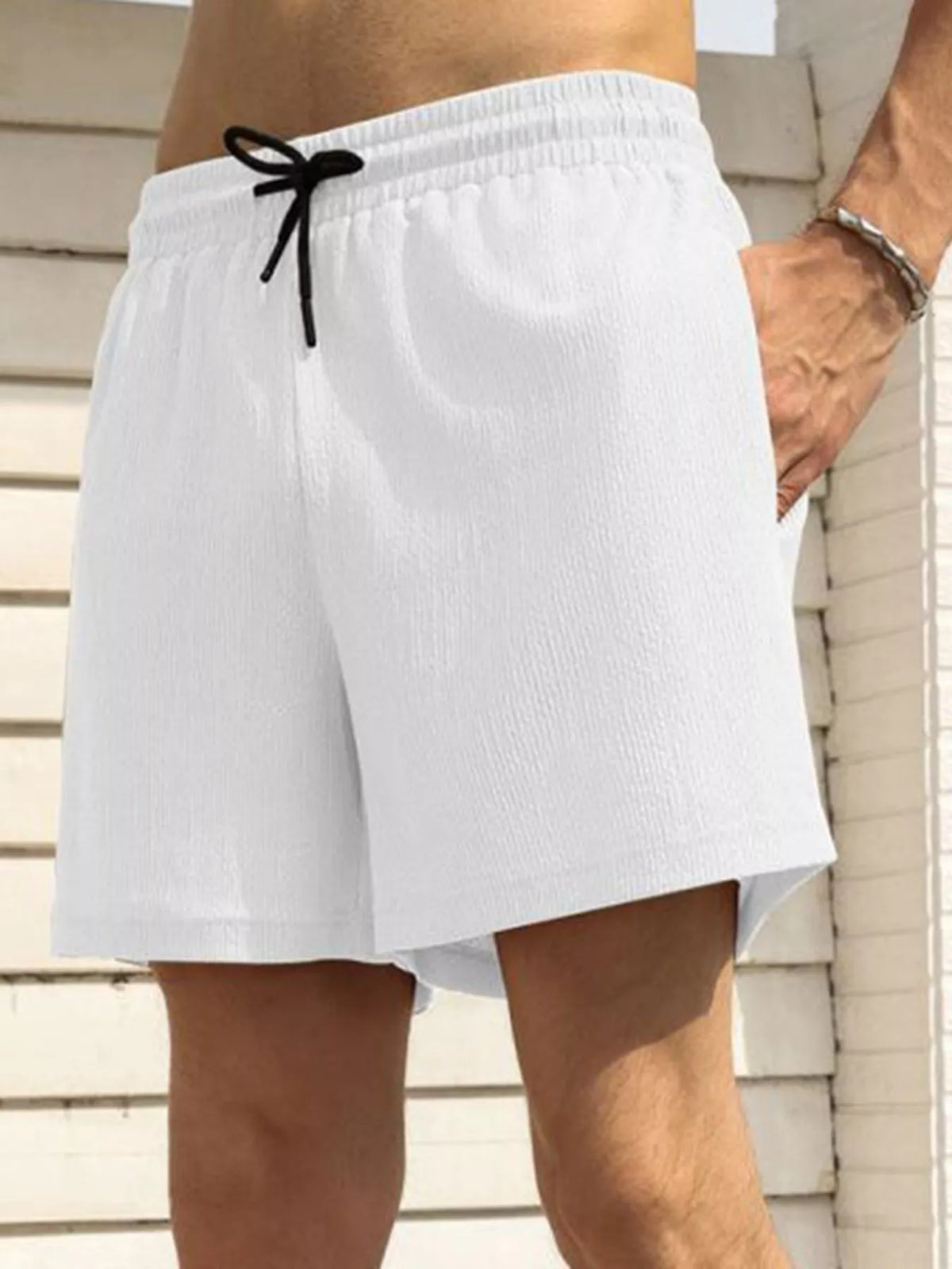 Pocket drawstring shorts – white