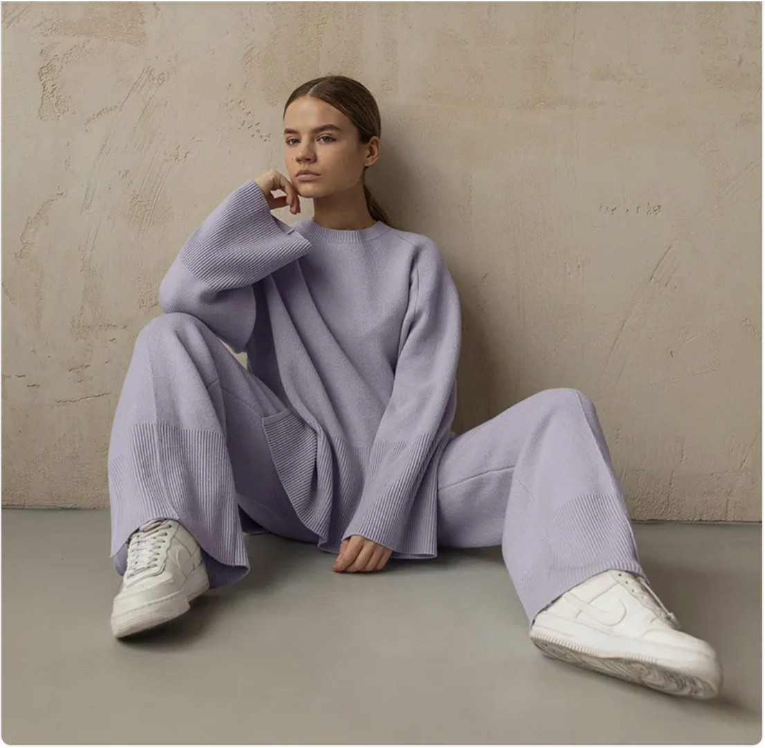 Ribbed knit lounge set