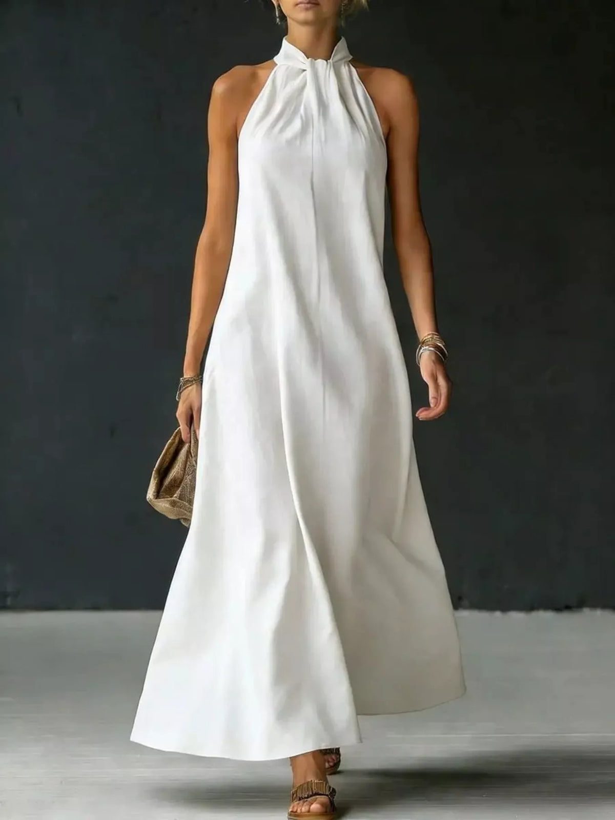 Halter maxi dress – white