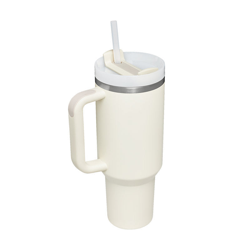 Gobelet isotherme de 113 cl avec poignée et paille, en acier inoxydable, anti-fuite, avec couvercle, idéal pour la voiture, la salle de sport, le bureau ou les voyages.