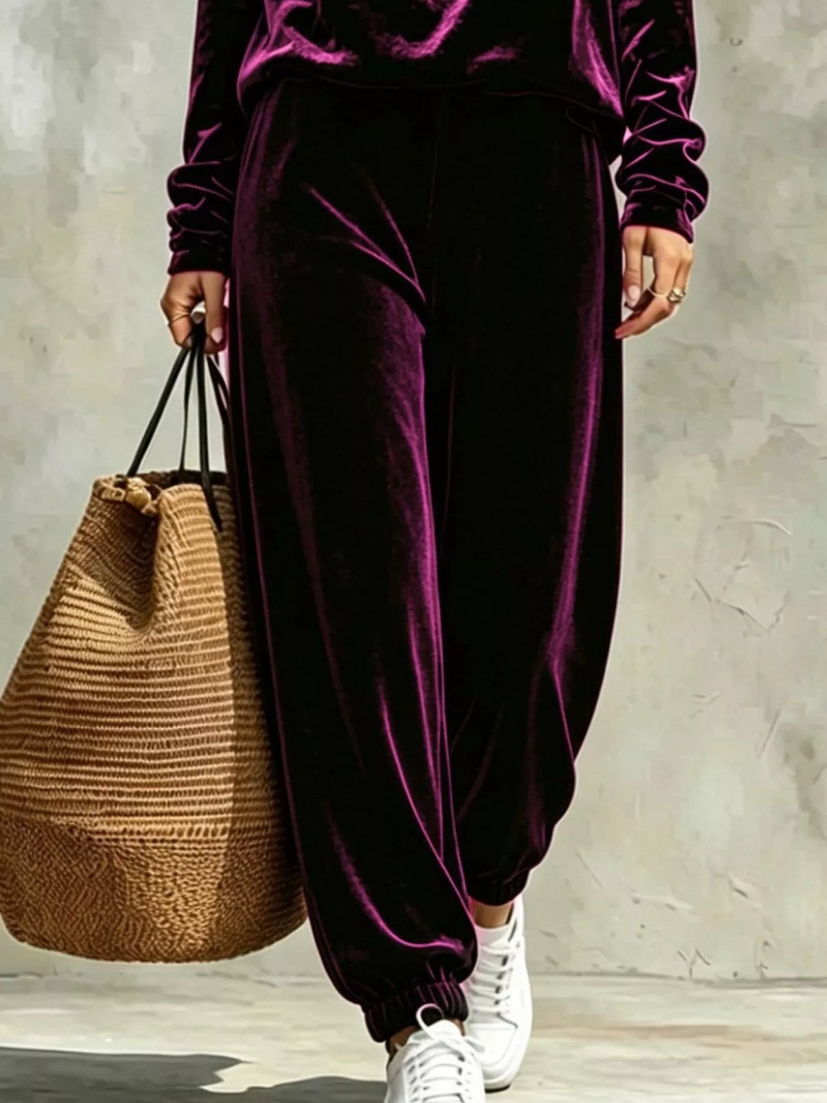 Velvet cowl-neck set