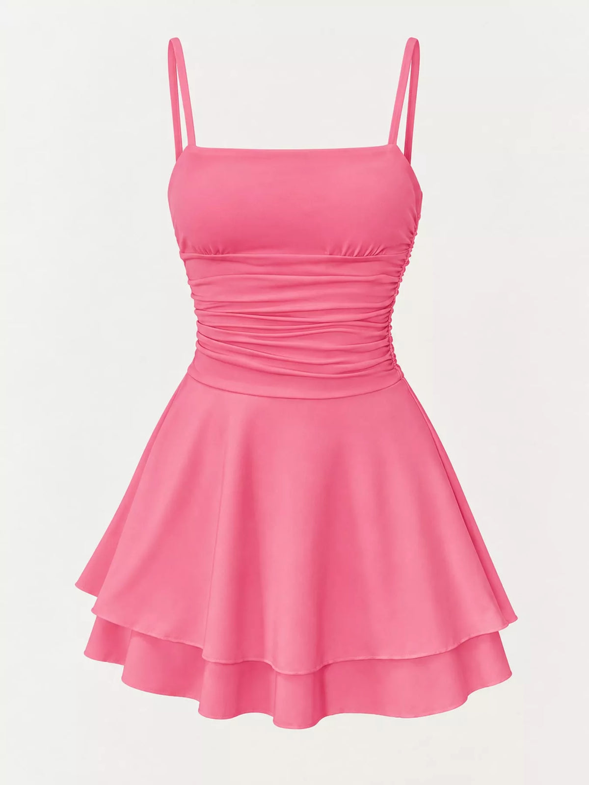 Ruched layered slip dress