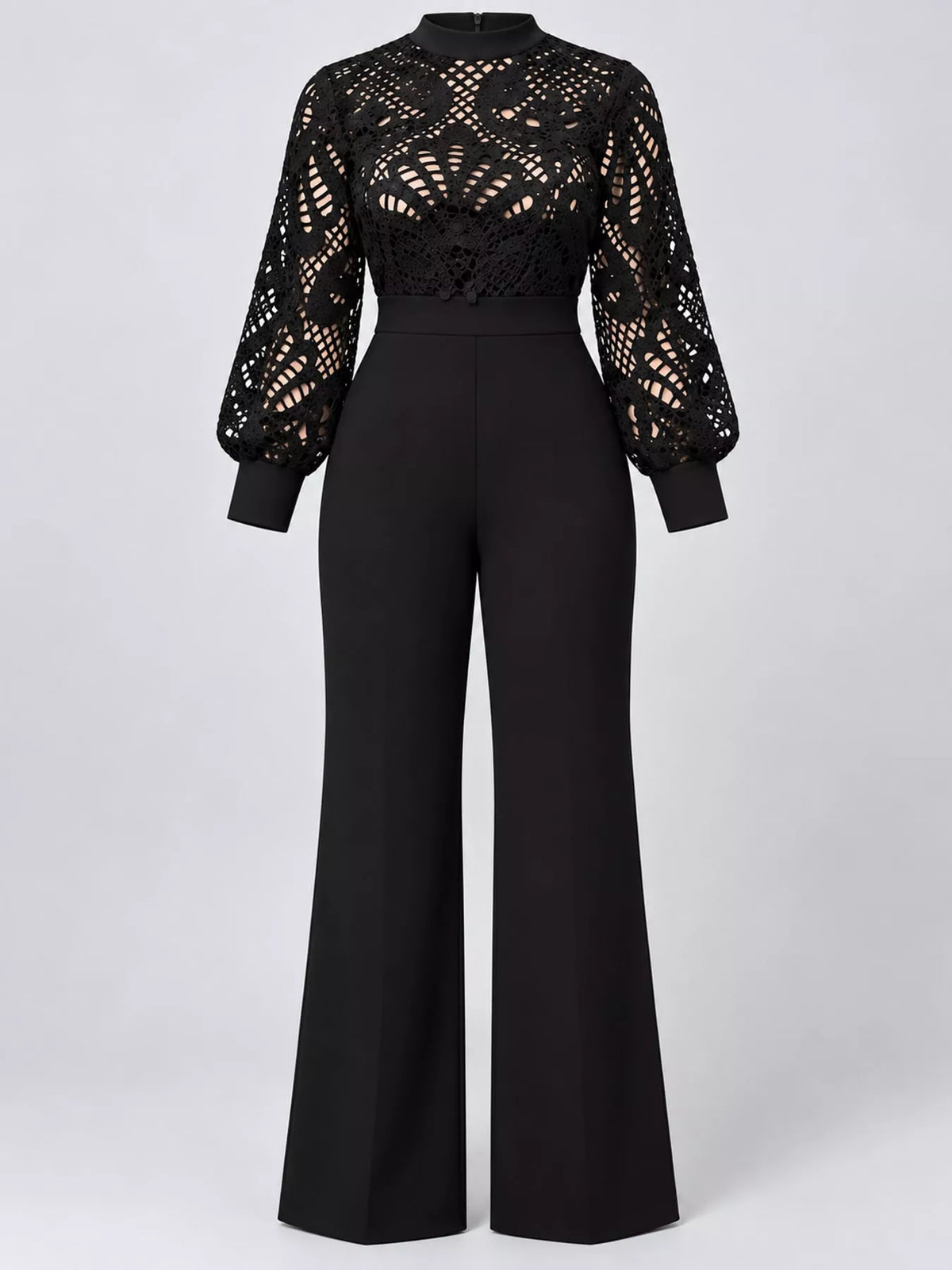 Lace lantern-sleeve jumpsuit