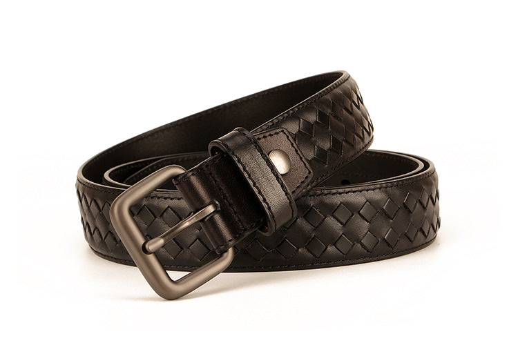 Woven leather belt