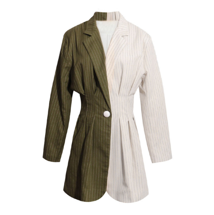 Striped longline belted blazer