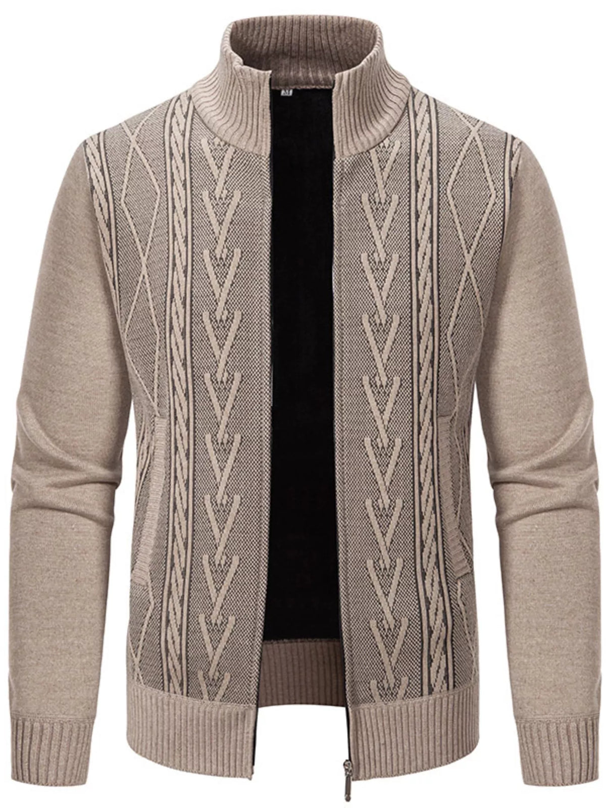 Cable-knit zip cardigan