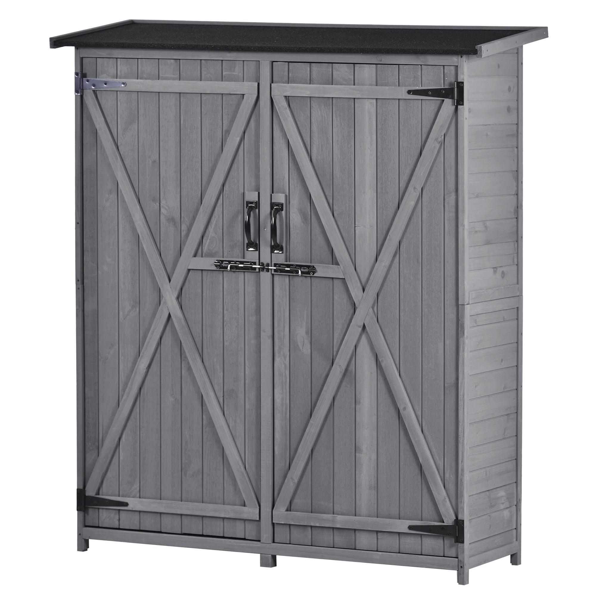 Outdoor 5.3ft Hx4.6ft L Wood Storage Shed Tool Organizer,Garden Shed, Storage Cabinet with Waterproof Asphalt Roof Gray