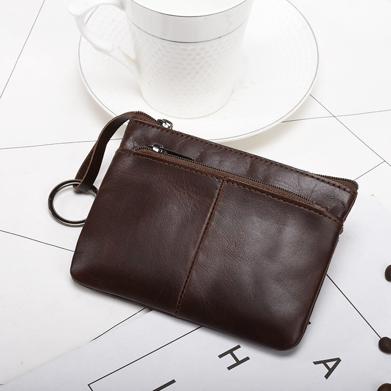 Leather zip coin pouch