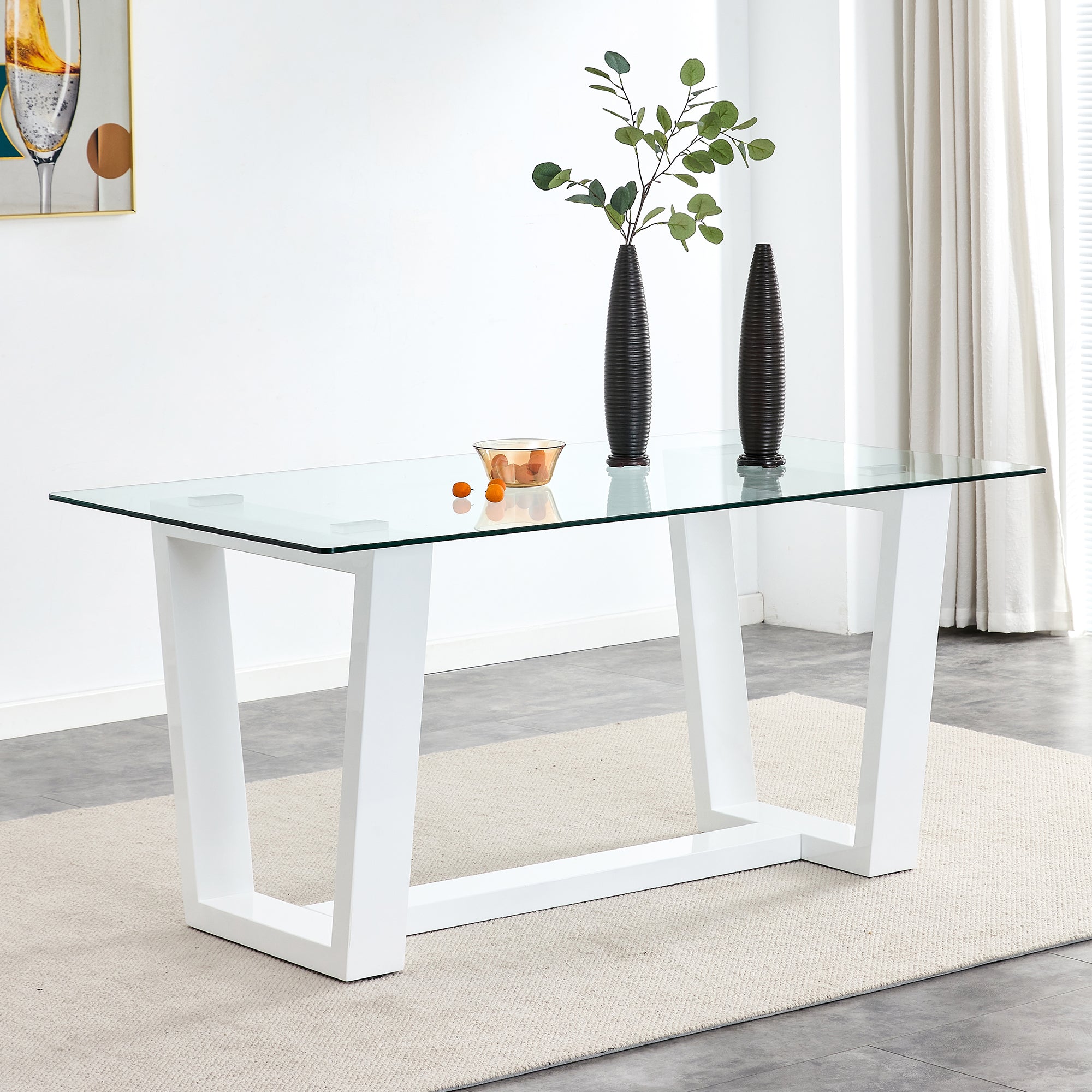 Glass Dining Table Large Modern Minimalist Rectangular